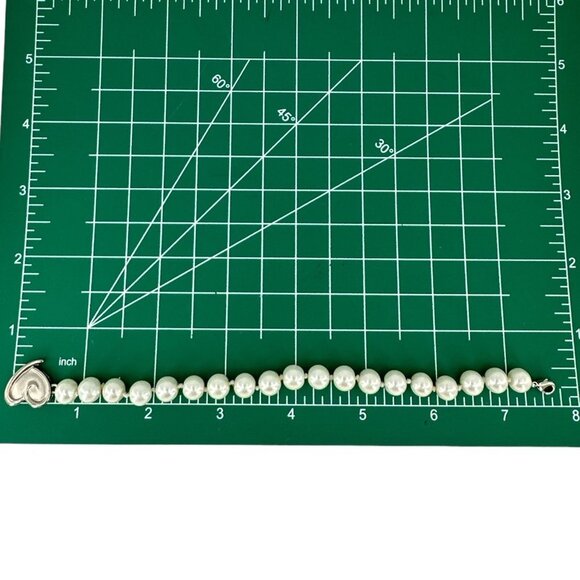 Mary Kay Heart Charm Link Knotted Faux Pearl Beaded Bracelet 7.5" Lobster Claw C - Picture 5 of 5